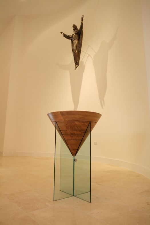 Cottingly Font in Oak and Glass in situ